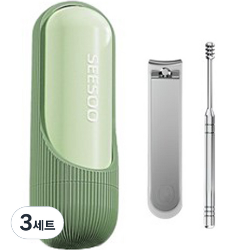 간편한 캡슐형 손톱깎이 귀이개 세트, 그린, 3세트