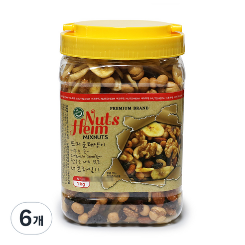 웰넛 자연두레 너츠하임 믹스넛 레드 용기, 1kg, 6개