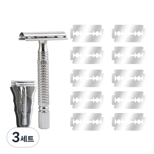 코메리 클래식 안전 양날 B0587 02 면도기 + 면도날 10p, 3세트