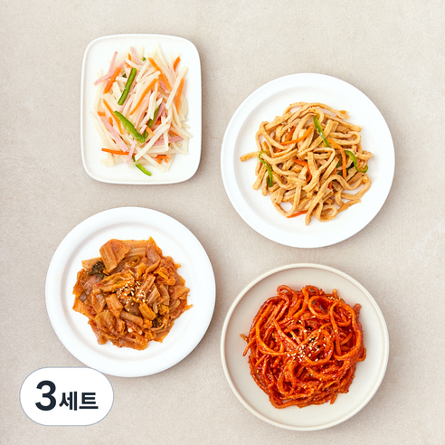 정미경키친 바로만든 반찬 볶음김치 150g + 어묵채볶음 120g + 매콤진미채무침 120g+ 감자채볶음 100g 세트, 3세트