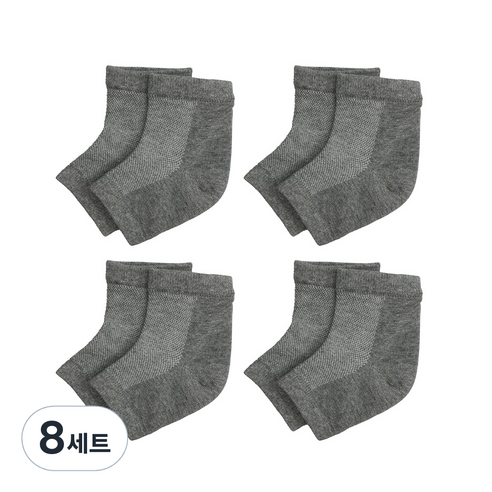 생활더하기 풋케어 발 뒤꿈치 보습 패드 양말 그레이, 8세트, 1매