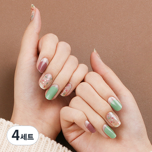 말랑 리얼 젤 네일스티커, 그린트리, 4개