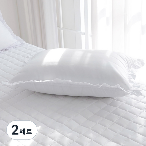 스코홈 국내 제조 순면 코튼소울 누빔 베개커버 + 솜 세트, 화이트, 2세트