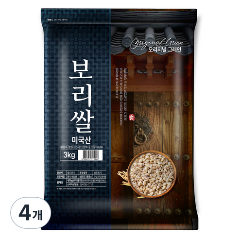 오리지널그레인 미국산 보리쌀, 3kg, 4개