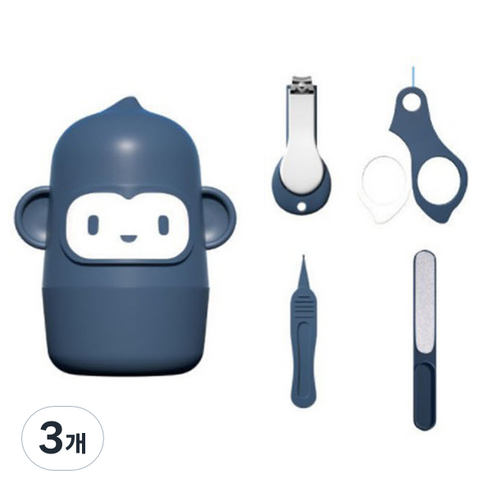 감동픽 손톱깎이 세트 몽키, 블루, 3개