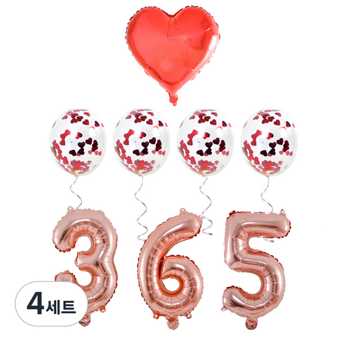 파티쇼 은박 365일 파티 기념일 풍선 세트, 혼합색상, 4세트
