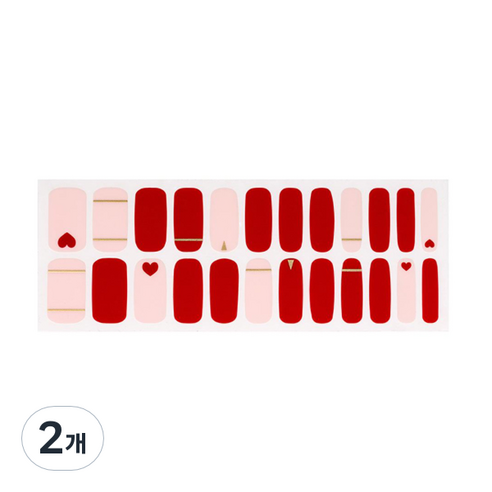 젤팡 도도한 레드하트 네일스티커 24p, 무광, 2개