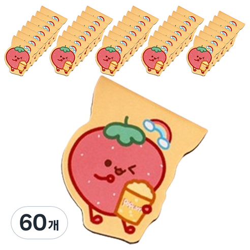 마켓감성 아기자기 캐릭터 북마크, 딸기, 60개