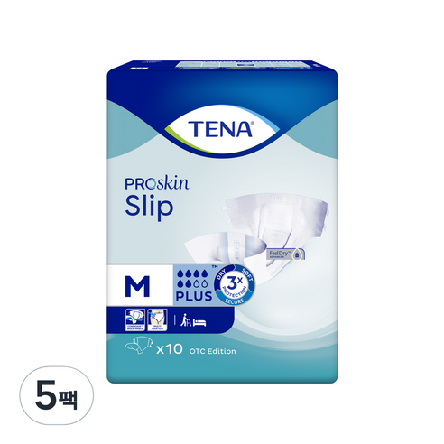 테나 플러스 남녀공용 성인기저귀, 대형, 10매입, 5팩