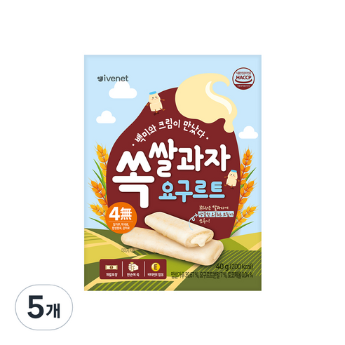 아이배냇 쏙 쌀과자 인절미 40g, 5개, 요구르트맛