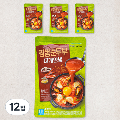 풀무원 짬뽕순두부찌개 양념, 140g, 12입