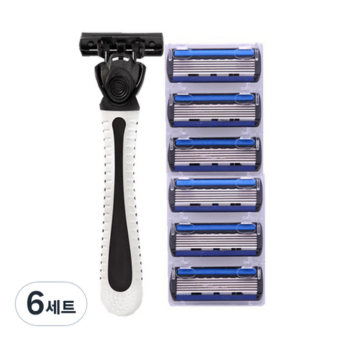 메디치트 5중 면도날 수동 면도기 블랙 + 날 6p 세트, 6세트