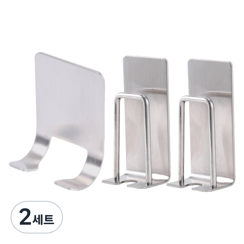 프랑온드 깔끔한 304 스테인리스 칫솔걸이 2p + 면도기걸이 세트 2인용, 2세트