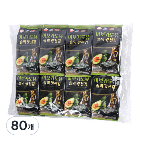 솔뫼식품 더국민 아보카도유 광천 도시락김, 80개, 4g