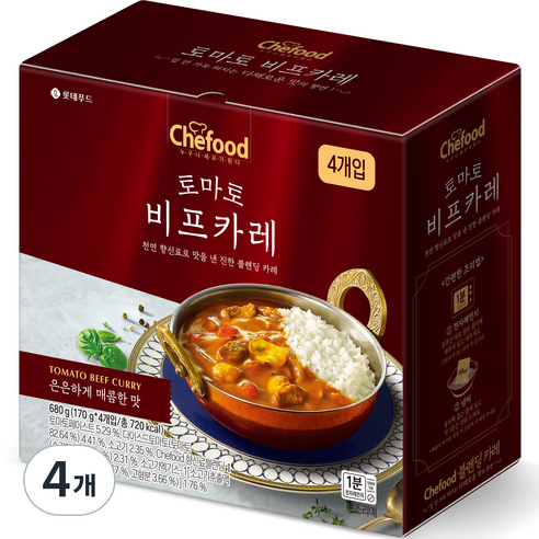 쉐푸드 토마토비프카레, 680g, 4개