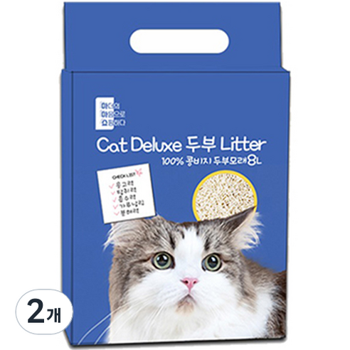 마마쇼 캣 디럭스 프리미엄 응고형 두부모래, 8L, 2개, 베이비파우더향