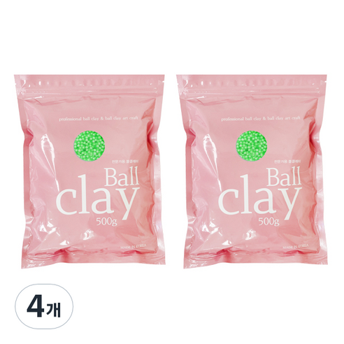 전문가용 볼클레이 500g, 4개, 형광연두