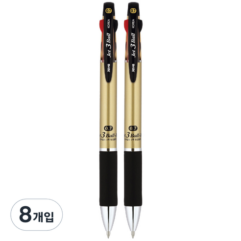 자바펜 제트 3볼 M 다색펜 0.7mm, 샴페인 골드, 8개입