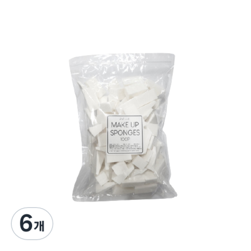 대용량 삼각 화장 퍼프 스펀지 100p, 6개, 화이트