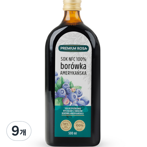 프리미엄로사 블루베리 원액 즙, 500ml, 9개