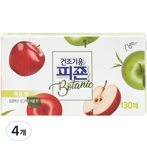 피죤 건조기용 보타닉 시트 섬유유연제 애플밤, 4개, 130매
