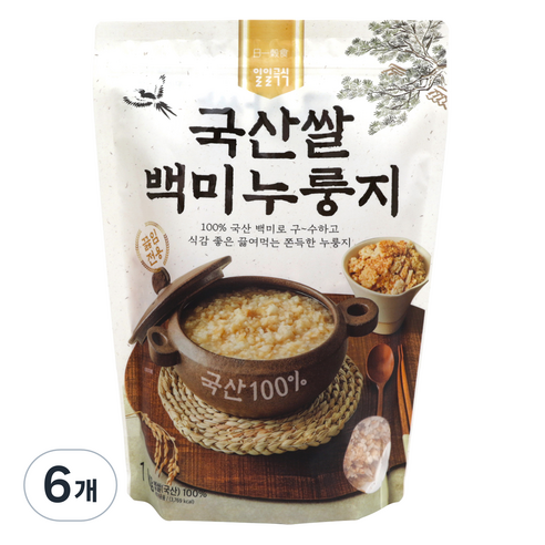 일일곡식 국산쌀 백미 누룽지, 6개, 1kg