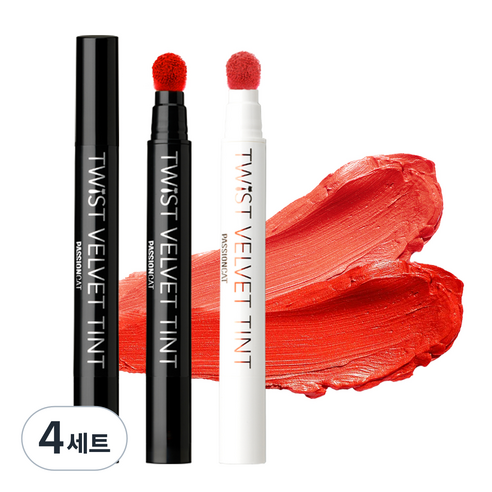 패션캣 트위스트 벨벳 립 틴트 세트 3.5g, 트루썬셋 , 피치 블로썸, 4세트, 7g