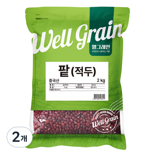 웰그레인 중국산 적두 팥, 2kg, 2개