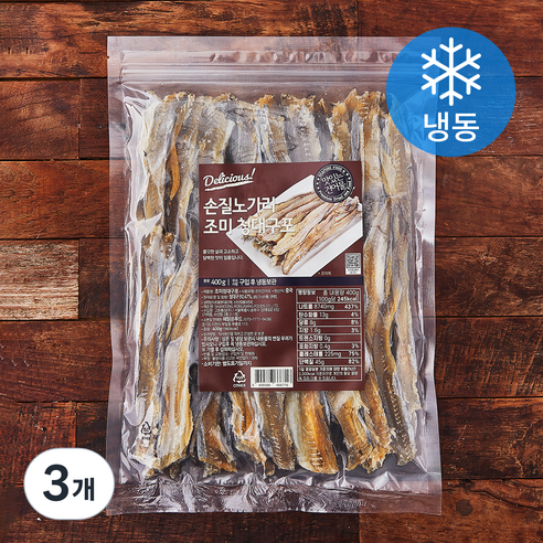 해맑은푸드 손질노가리 조미 청대구포 (냉동), 400g, 3개