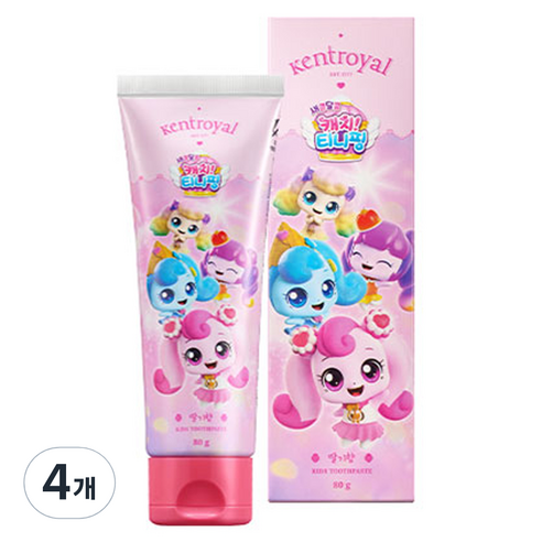 켄트로얄 캐치티니핑 키즈 어린이 야채 치약 딸기향, 80g, 4개