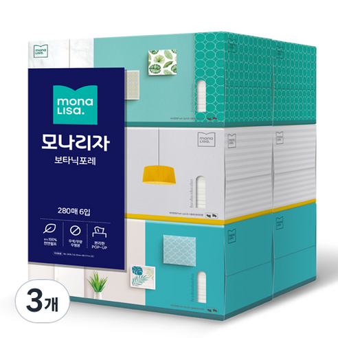 모나리자 보타닉포레 미용티슈 280매, 6개입, 3개
