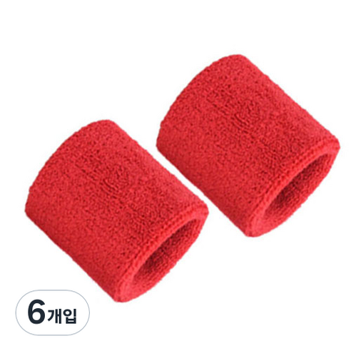 라이프포인트 칼라풀 무지 손목 보호대 소 8 x 7.5 cm 레드, 6개입