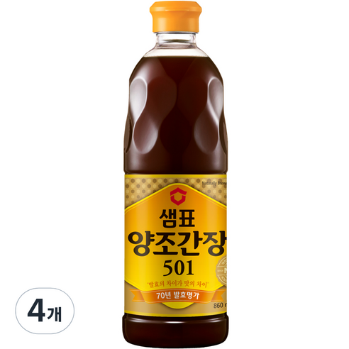 샘표 양조간장 501, 860ml, 4개