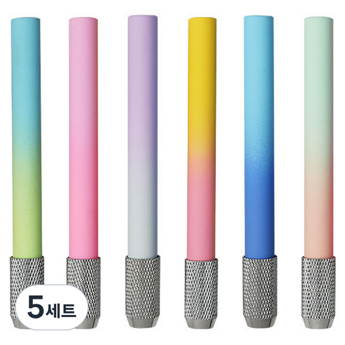 마다꾸미 몽땅 연필 익스텐더 홀더 컬러 연필깍지 6종 세트, 01 그라데이션, 5세트