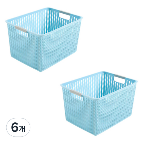 블럭마트 다용도 보관 바구니 35 x 26.7 x 21 cm, 블루, 6개