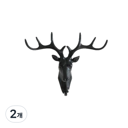 인테리어 사슴 후크, 블랙, 2개
