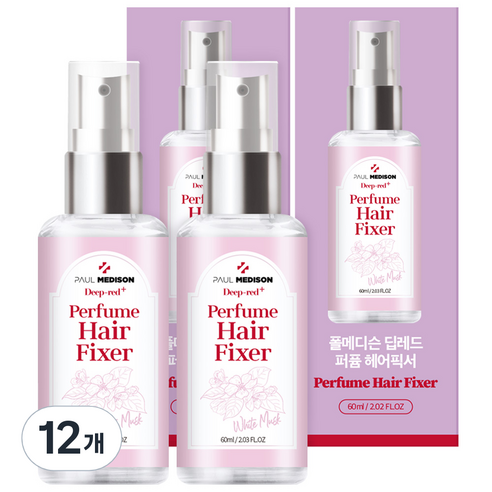 폴메디슨 딥레드 퍼퓸 볼륨 헤어픽서 화이트머스크향, 60ml, 12개