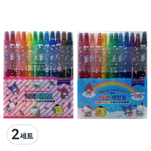 산리오캐릭터즈 색연필 2종 세트, 12색, 2세트