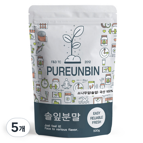 푸른빈 솔잎 분말, 5개, 500g