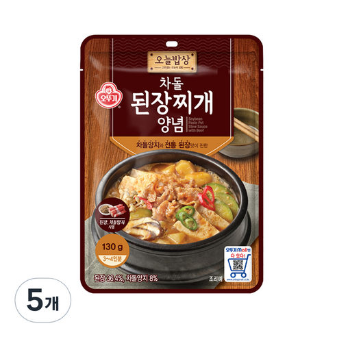 오뚜기 차돌 된장찌개 양념, 130g, 5개