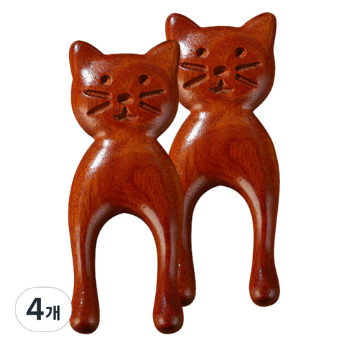 떼루와 U커브 고양이 디자인 괄사 마사지 빗, 4개