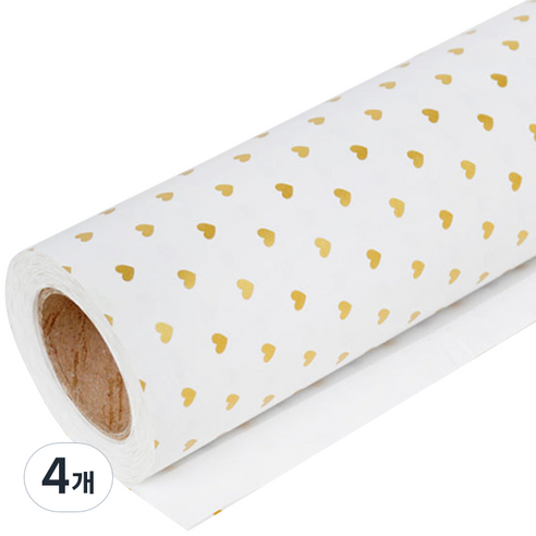 솔로몬샵 포인트하트 종이롤 포장지 대, 금색, 4개