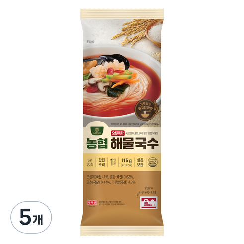 농협식품 얼큰한 해물국수, 115g, 5개