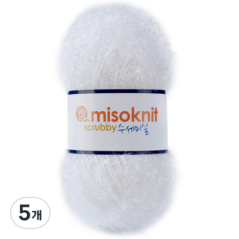 미소털실 펄 수세미실 80g, 10화이트, 5개