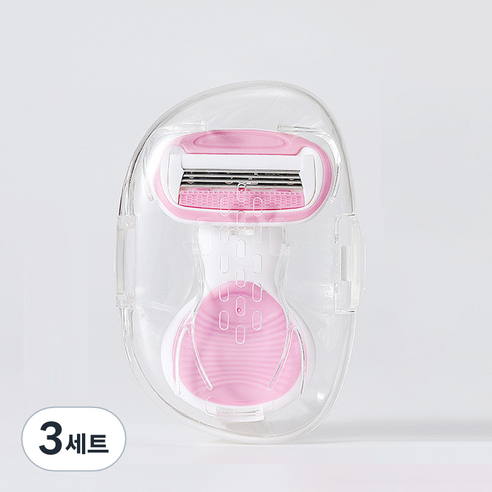 퍼플빈 여성용 휴대용 면도기 + 케이스 세트 핑크, 1개, 3세트