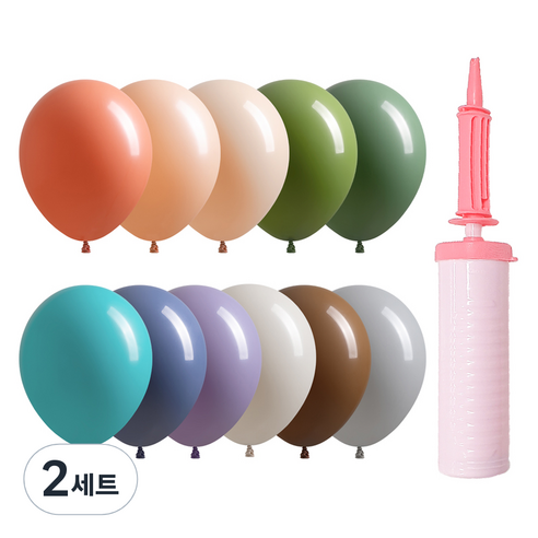 조이파티 조이벌룬 아티스트 풍선 30cm 100p + 손펌프 세트, 풍선(랜덤발송), 손펌프(마카롱핑크), 2세트