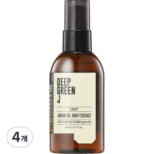 제이숲 딥그린제이 아르간 오일 헤어 에센스 라이트, 80ml, 4개