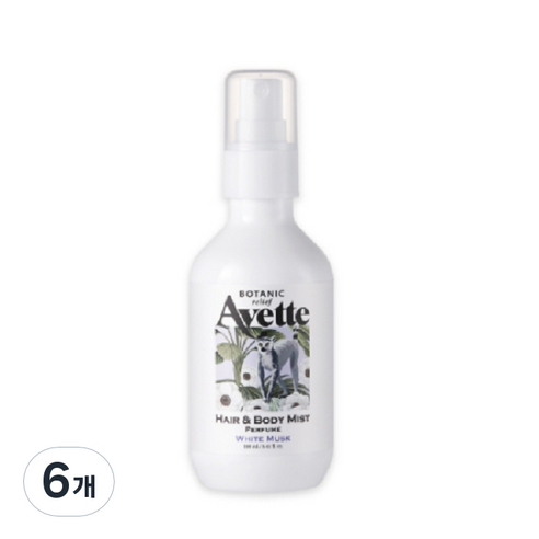 아베뜨보타닉 릴리프 퍼퓸 헤어 바디미스트 화이트머스크, 160ml, 6개