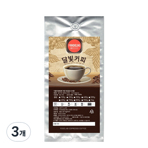 지오빈스 달빛커피 인도네시아 만델링 원두, 핸드드립, 500g, 3개