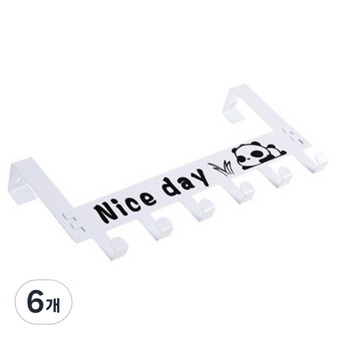 크레바스 압연 도어훅 옷걸이, 6개, 화이트